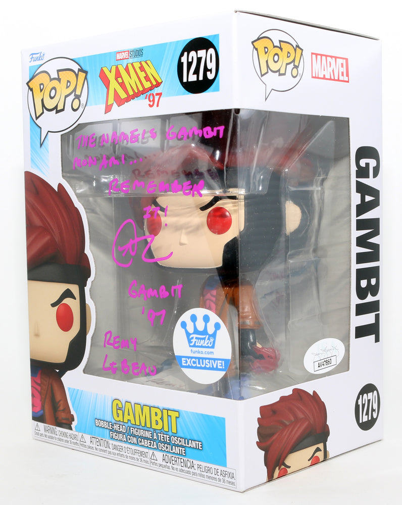 
                  
                    A.J. LoCascio as Remy LeBeau / Gambit in X-Men '97 Funko Exclusive (JSA) Signed Funko POP! #1279 with Character Name & Quote
                  
                