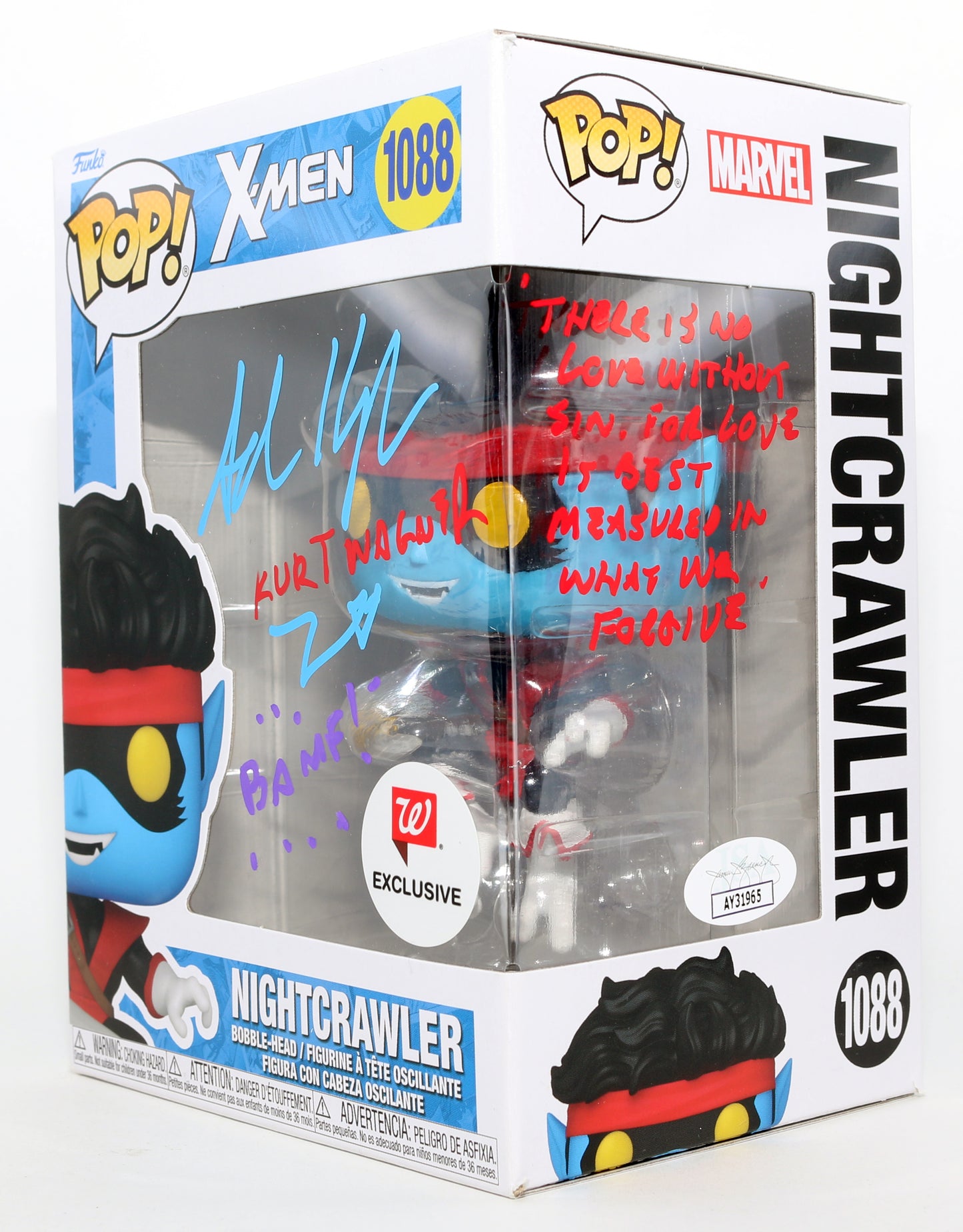 
                  
                    Adrian Hough as Kurt Wagner / Nightcrawler in X-Men '97 Walgreen Exclusive (JSA) Signed Funko POP! #1088 with Character Name & Quote
                  
                