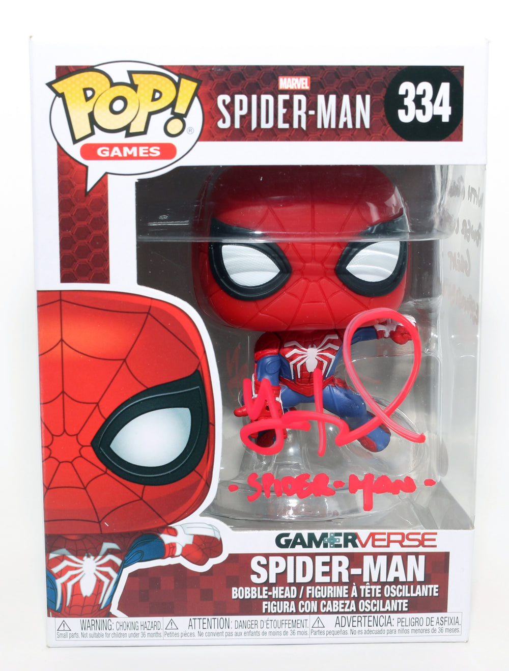 Yuri Lowenthal as Spider-Man in Marvel's Spider-Man Playstation Game (JSA) Signed Funko POP! #334 with Character Name & Quote