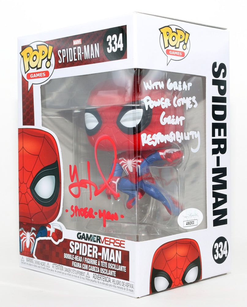 
                  
                    Yuri Lowenthal as Spider-Man in Marvel's Spider-Man Playstation Game (JSA) Signed Funko POP! #334 with Character Name & Quote
                  
                