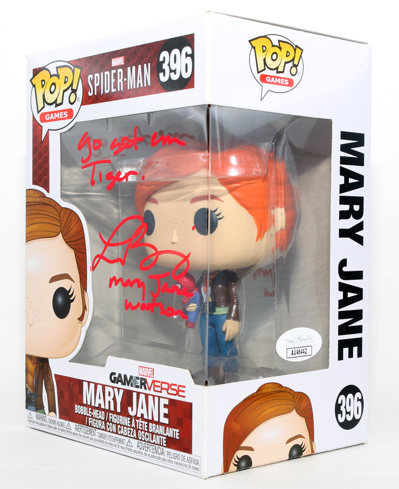 
                  
                    Laura Bailey as Mary Jane in Marvel's Spider-Man Playstation Game (JSA) Signed Funko POP! #396 with Character Name & Quote
                  
                
