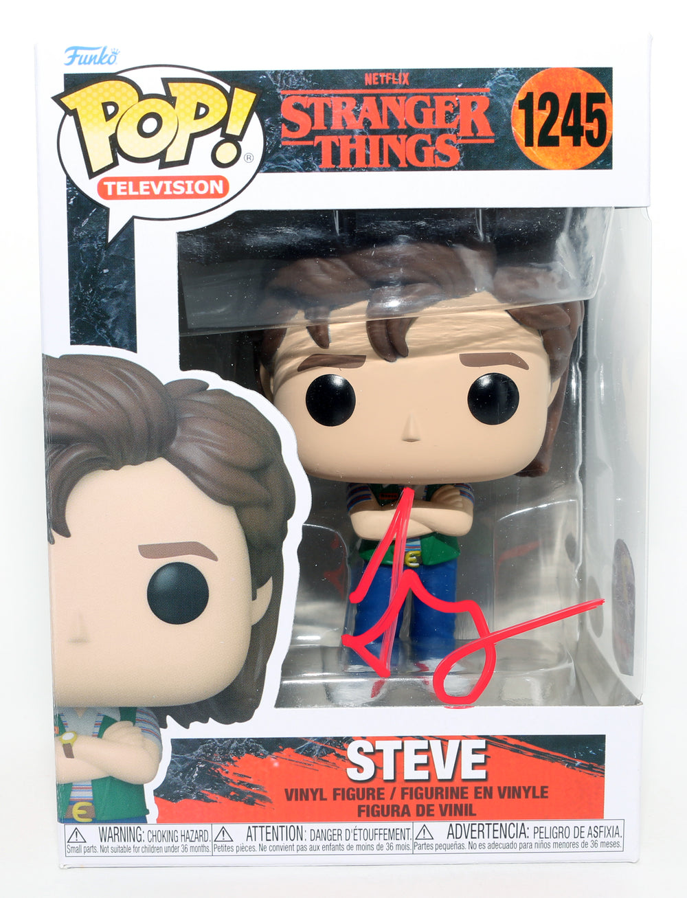 Joe Keery as Steve Harrington in Stranger Things 7BAP Special Edition (JSA) Signed Funko POP! #1245
