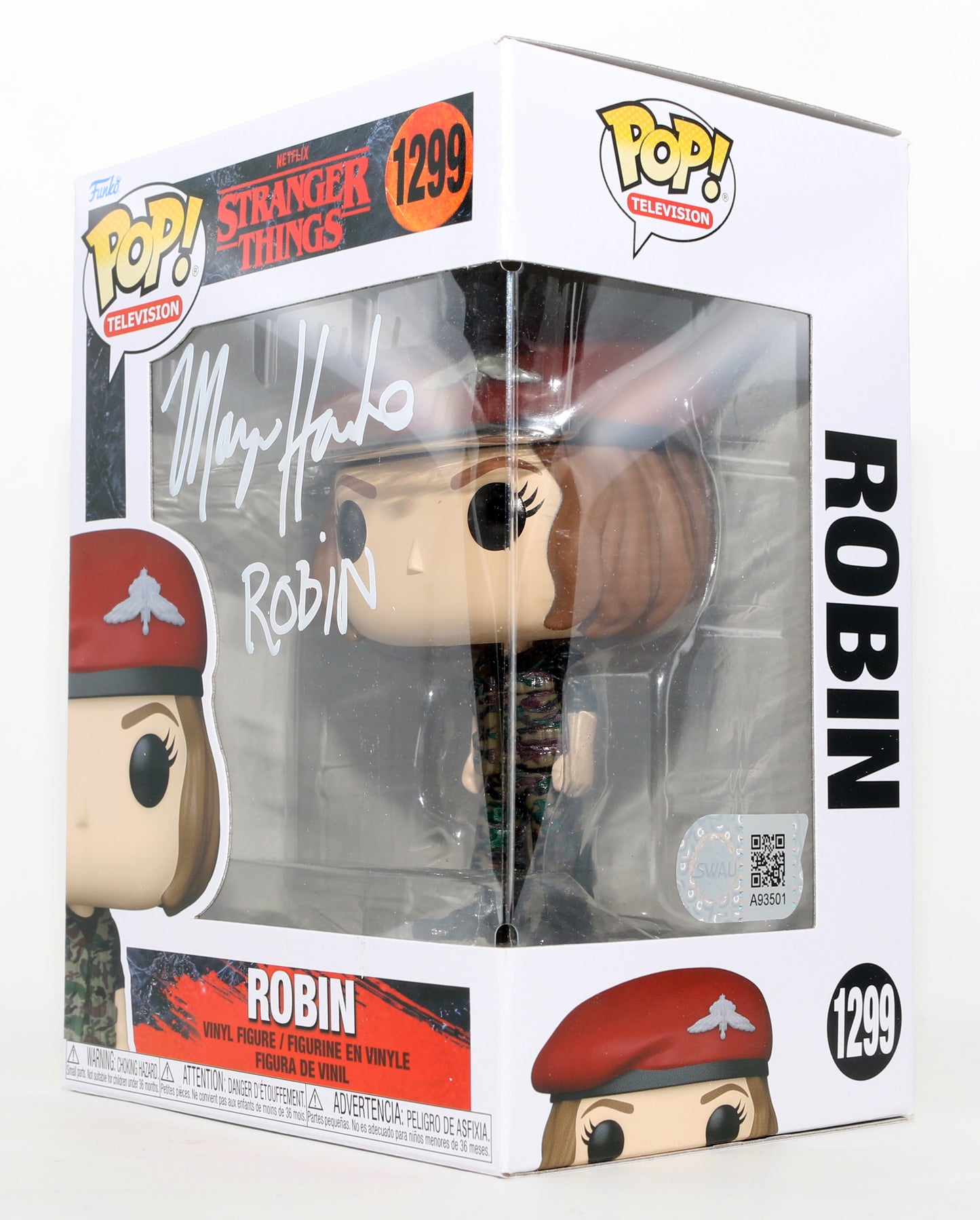 
                  
                    Maya Hawke as Robin in Stranger Things (SWAU) Signed Funko POP! #1299 with Character Name
                  
                