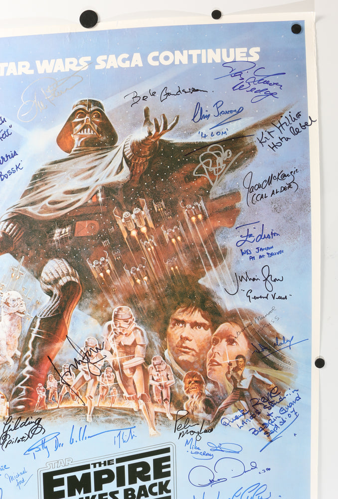 
                  
                    Star Wars: The Empire Strikes Back 26x40 Poster Signed by Harrison Ford, Carrie Fisher, Mark Hamill, Bob Anderson, Dave Prowse, Peter Mayhew, Kenny Baker, Billy Dee Williams, Anthony Daniels, Jeremy Bulloch, Irvin Kershner, & More
                  
                