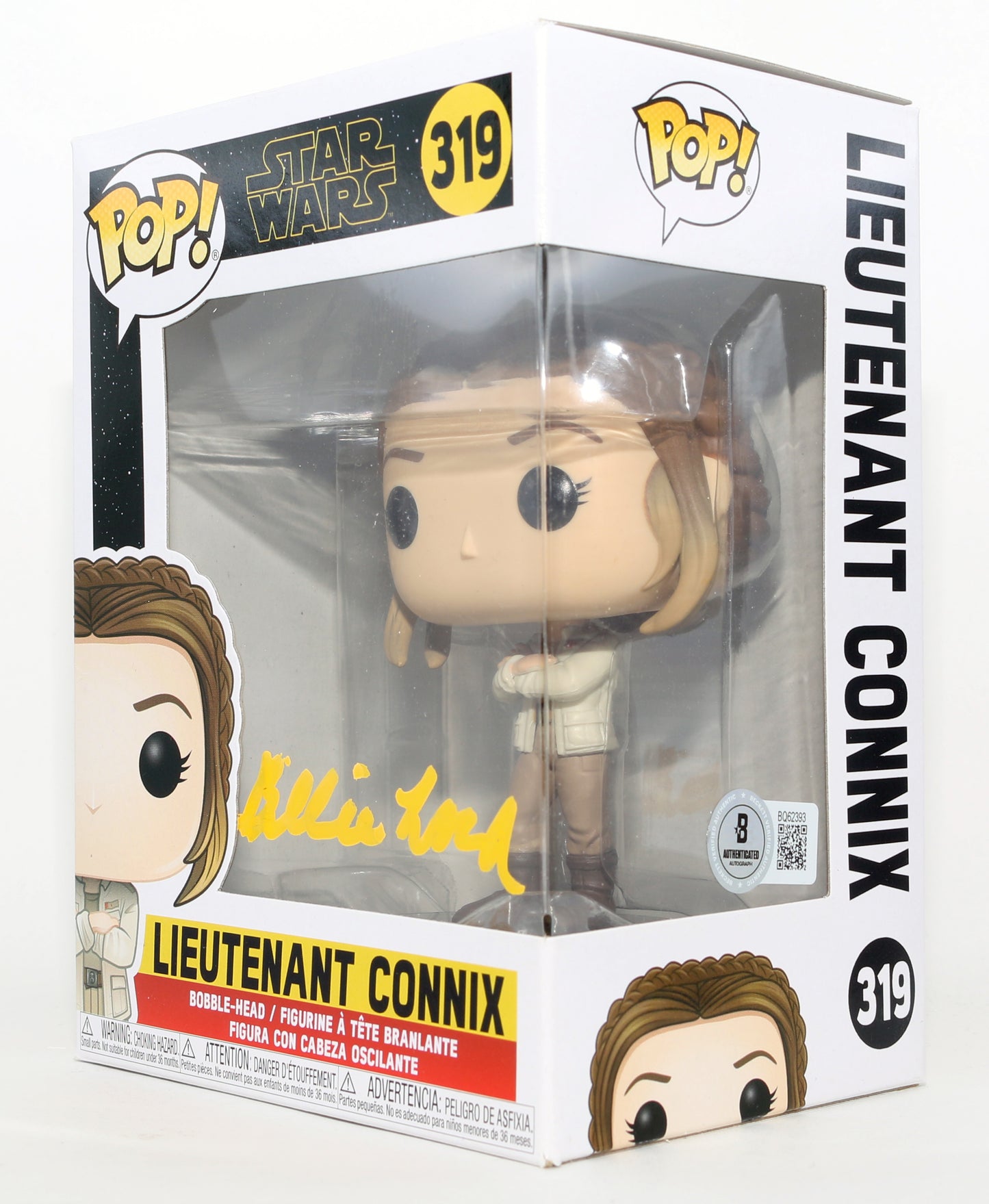 
                  
                    Billie Lourd as Lieutenant Connix in Star Wars: Rise of Skywalker (Beckett) Signed Funko POP! #319
                  
                