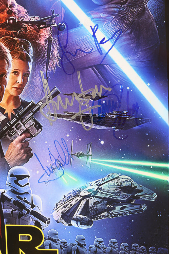 
                  
                    Star Wars: The Force Awakens 24x36 Poster Signed by Harrison Ford, Carrie Fisher, Mark Hamill, Peter Mayhew, Daisy Ridley, Adam Driver, JJ Abrams, Gwendoline Christie, Simon Pegg, Andy Serkis, Anthony Daniels, Joonas Suotamo, & More
                  
                