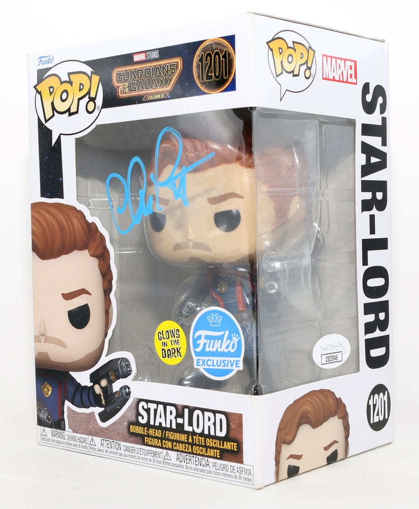 
                  
                    Chris Pratt as Peter Quill / Star-Lord in Guardians of the Galaxy Vol. 3 Funko Exclusive GITD (JSA) Signed Funko POP! #1201
                  
                