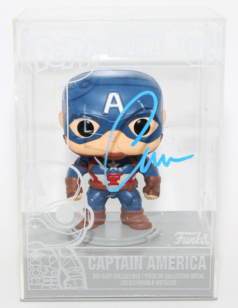 Chris Evans as Captain America in The Avengers (SWAU) Signed Diecast Funko POP! #01
