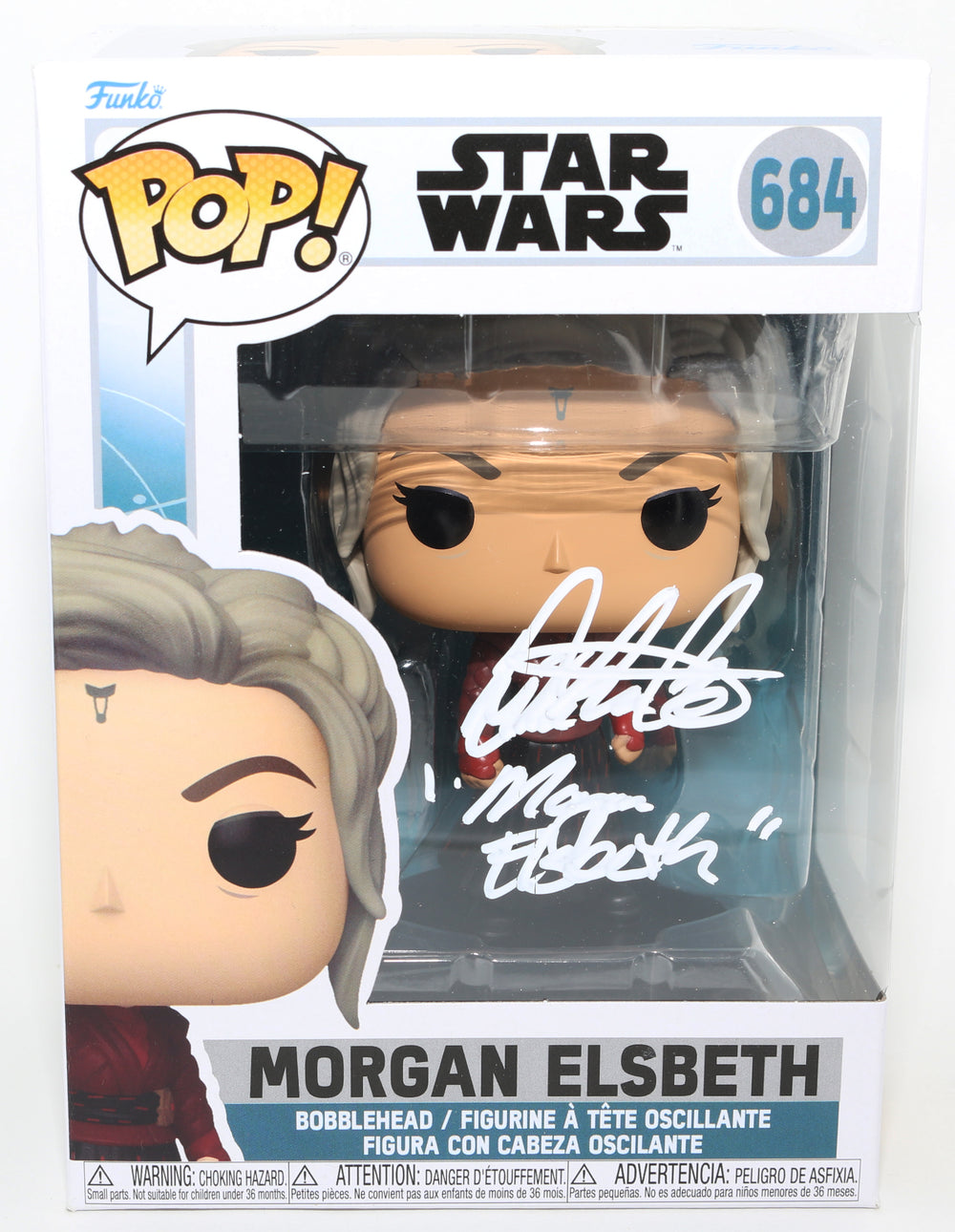 Diana Lee Inosanto as Morgan Elsbeth in Star Wars: Ahsoka Signed Funko POP! #684 with Character Name