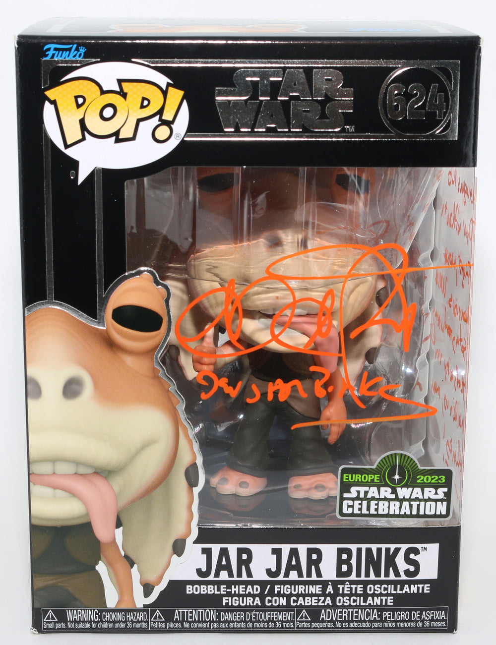 Ahmed Best as Jar Jar Binks in Star Wars Episode I: The Phantom Menace (JSA) Signed Funko POP! #624 with Character Name