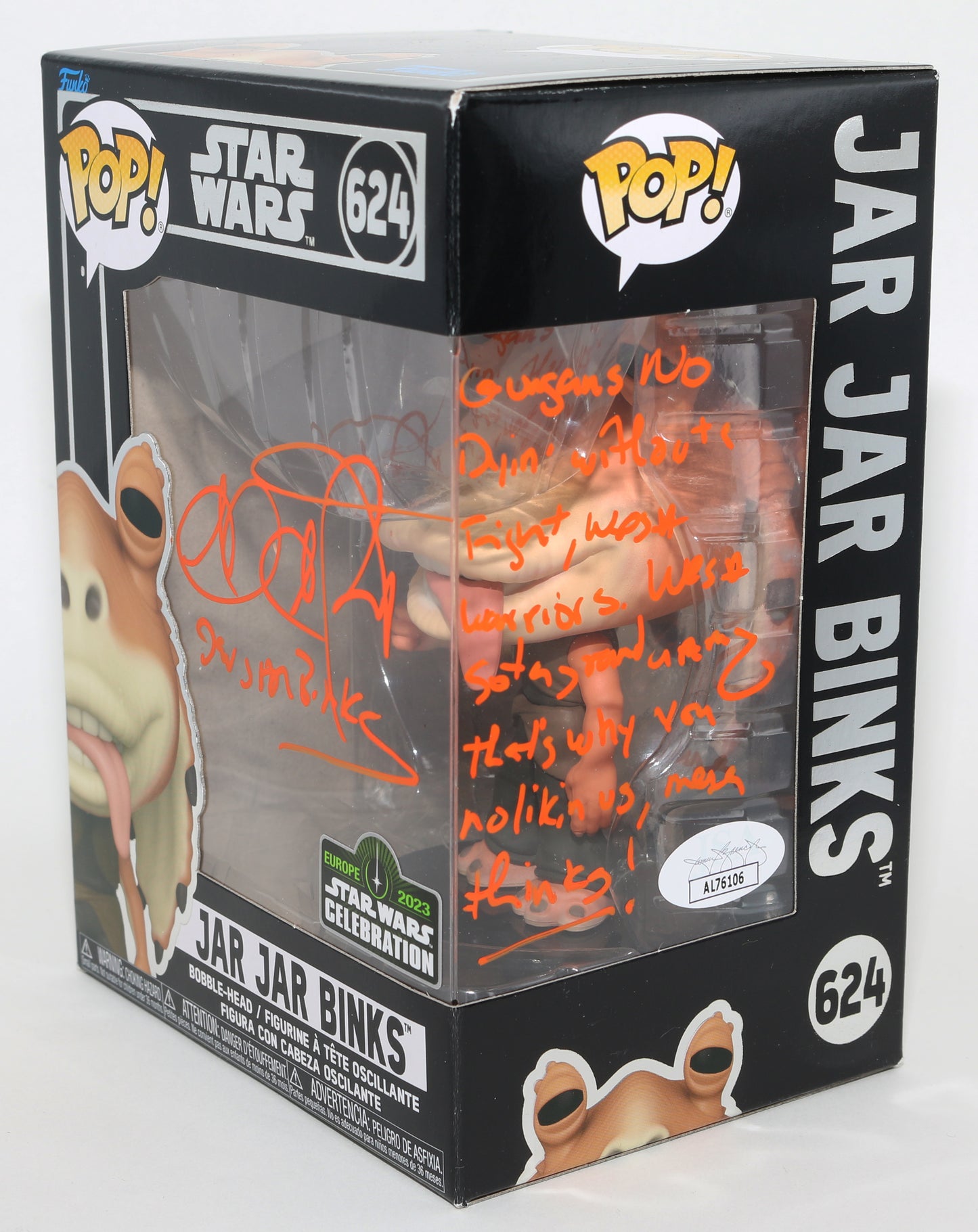 
                  
                    Ahmed Best as Jar Jar Binks in Star Wars Episode I: The Phantom Menace (JSA) Signed Funko POP! #624 with Character Name
                  
                