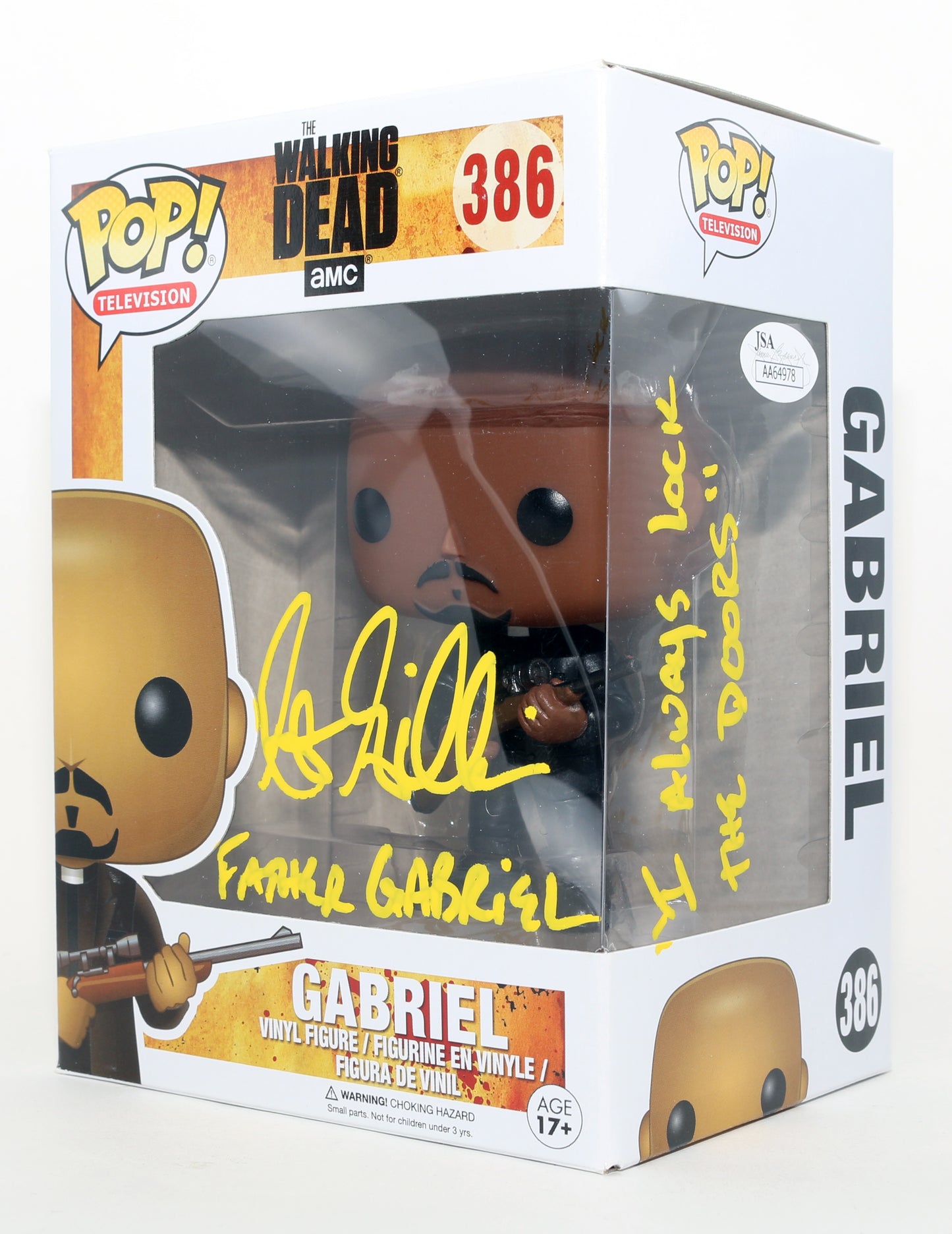 
                  
                    Seth Gilliam as Gabriel Stokes in The Walking Dead (JSA) Signed Funko POP! #386 with Character Name & Quote
                  
                