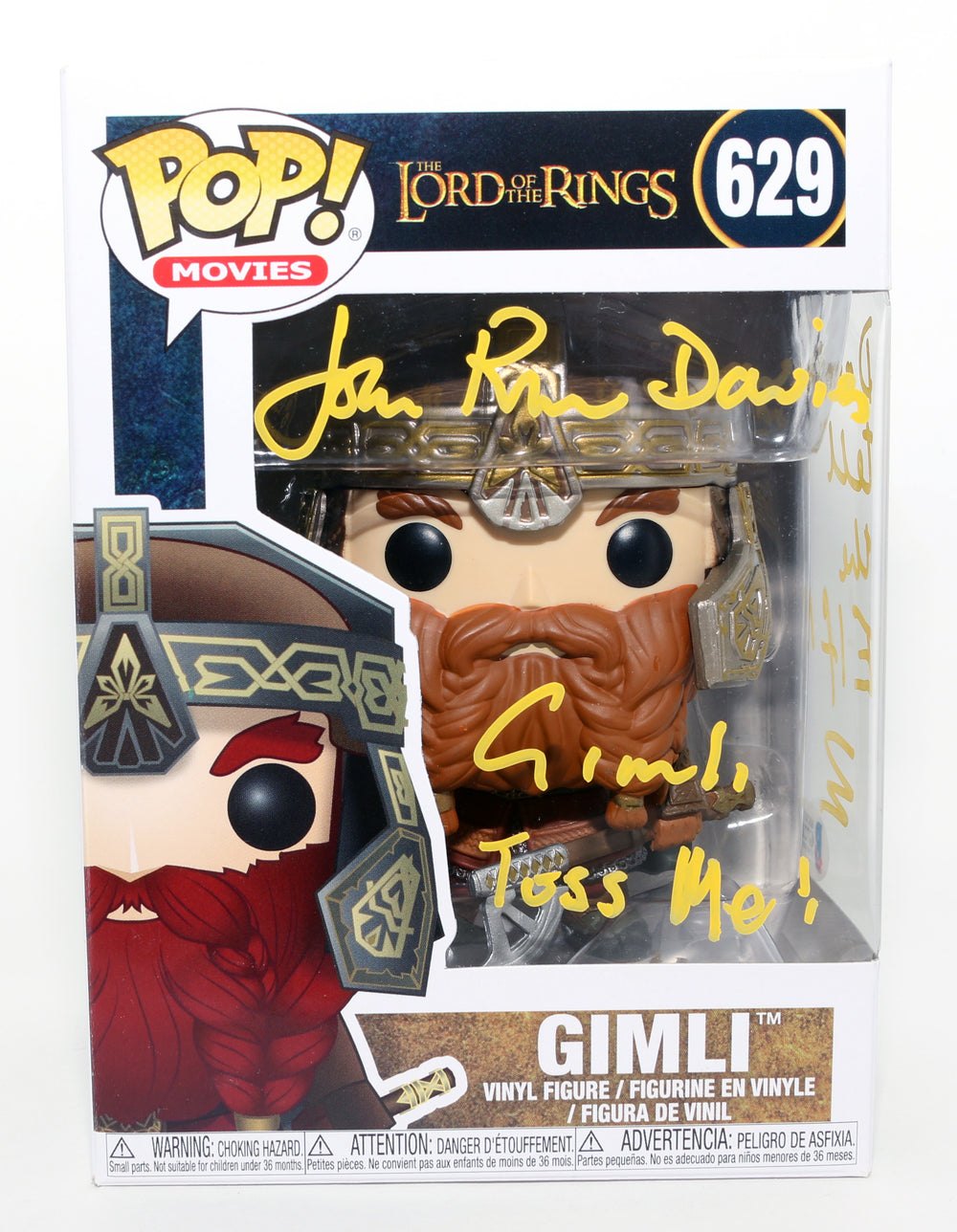 John Rhys-Davies as Gimli in The Lord of the Rings (Beckett) Signed Funko POP! #629 with Character Name & Quote