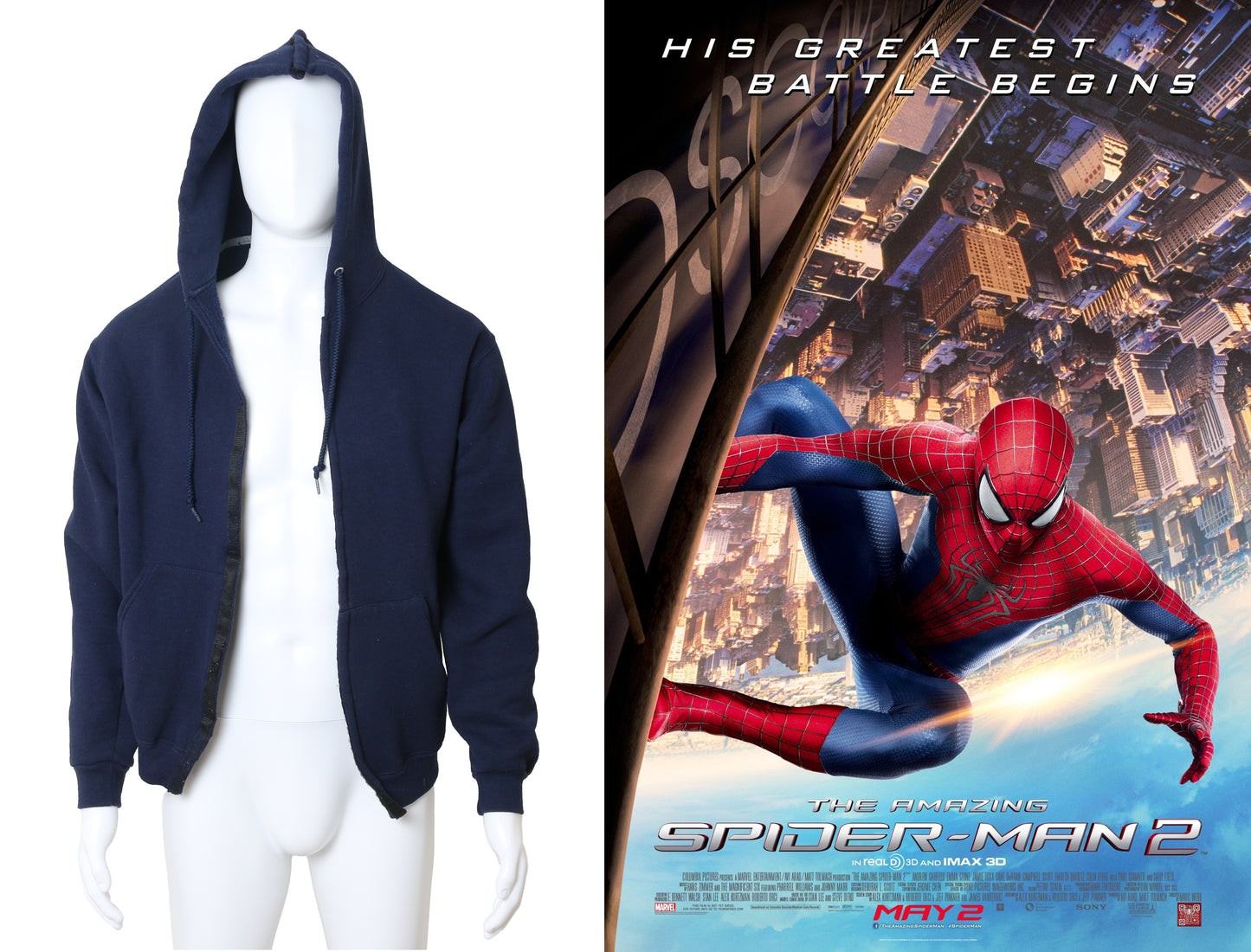 
                  
                    The Amazing Spider-Man 2 Andrew Garfield's Practice Suit Hoodie Production Used Wardrobe - 2014
                  
                