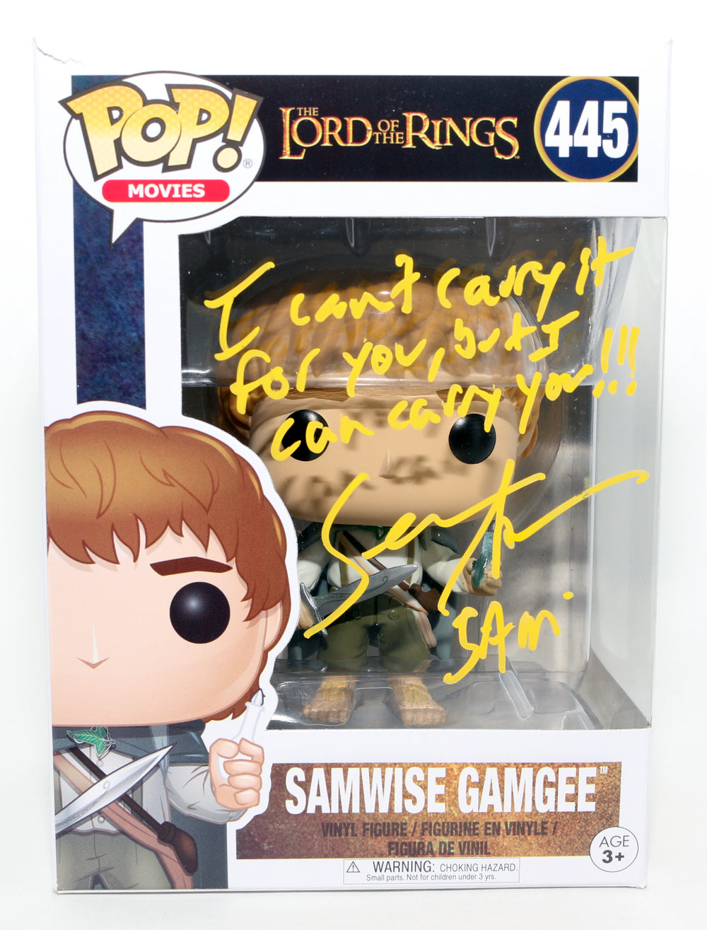 Sean Astin as Samwise Gamgee in The Lord of the Rings Signed Funko POP! #445 with Character Name & Quote