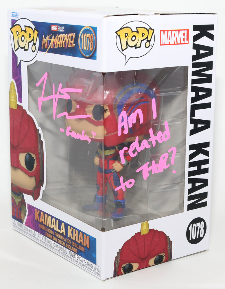 
                  
                    Iman Vellani as Ms. Marvel in Ms. Marvel Signed Funko POP! #1078 with Character Name and Quote
                  
                