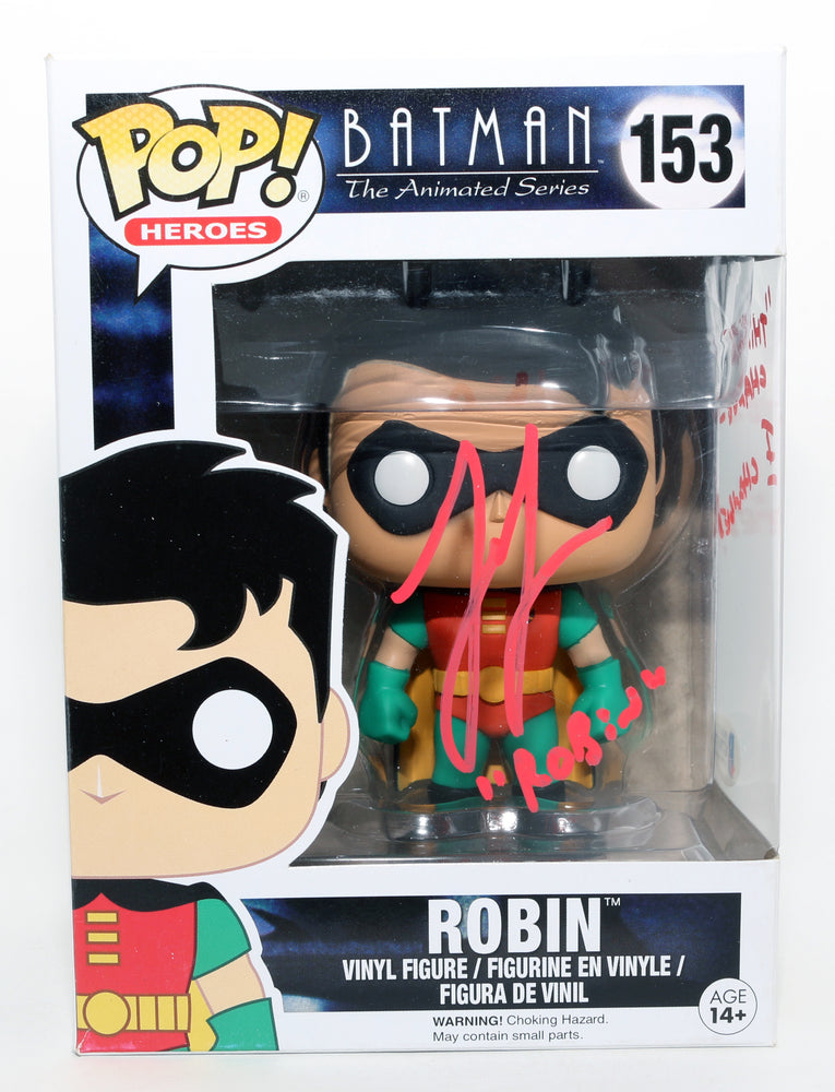 
                  
                    Loren Lester as Robin in Batman the Animated Series (Beckett) Signed Funko POP! #153 with Character Name & Quote
                  
                