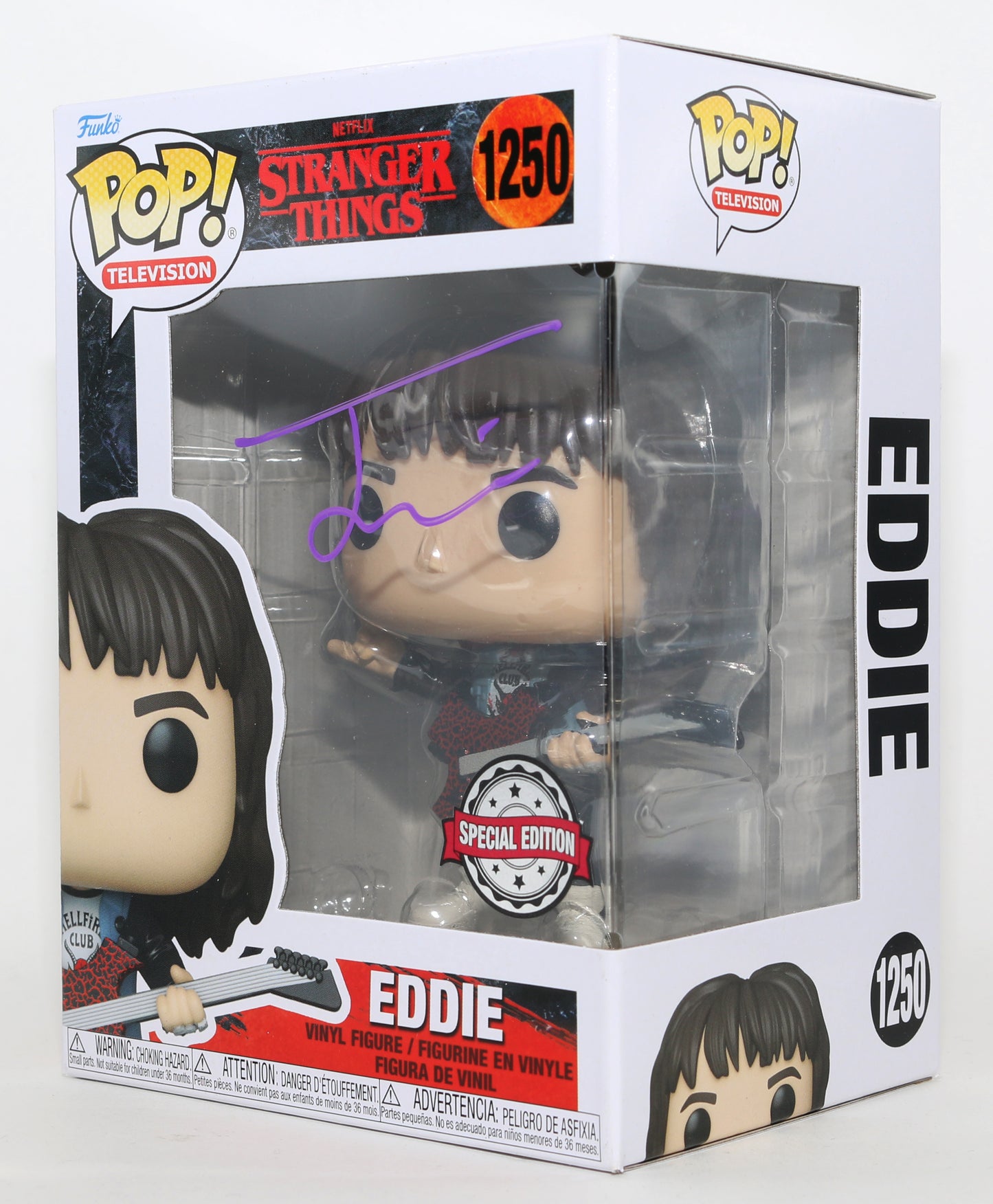 
                  
                    Joseph Quinn as Eddie Munson in Stranger Things Special Edition Signed Funko POP! #1250
                  
                