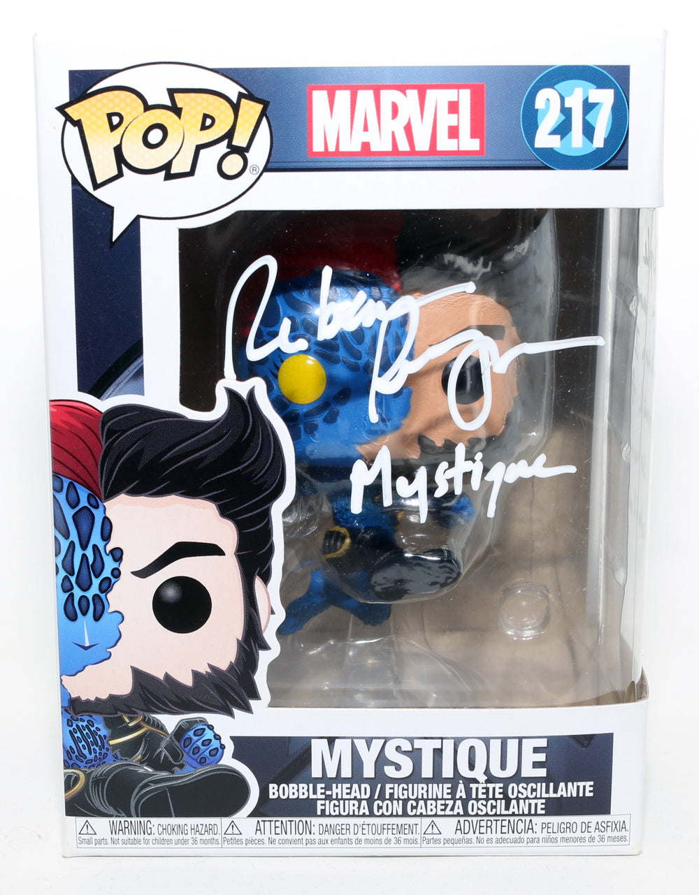 Rebecca Romijn as Mystique in X-Men Signed Funko POP! #217 with Character Name & Quote