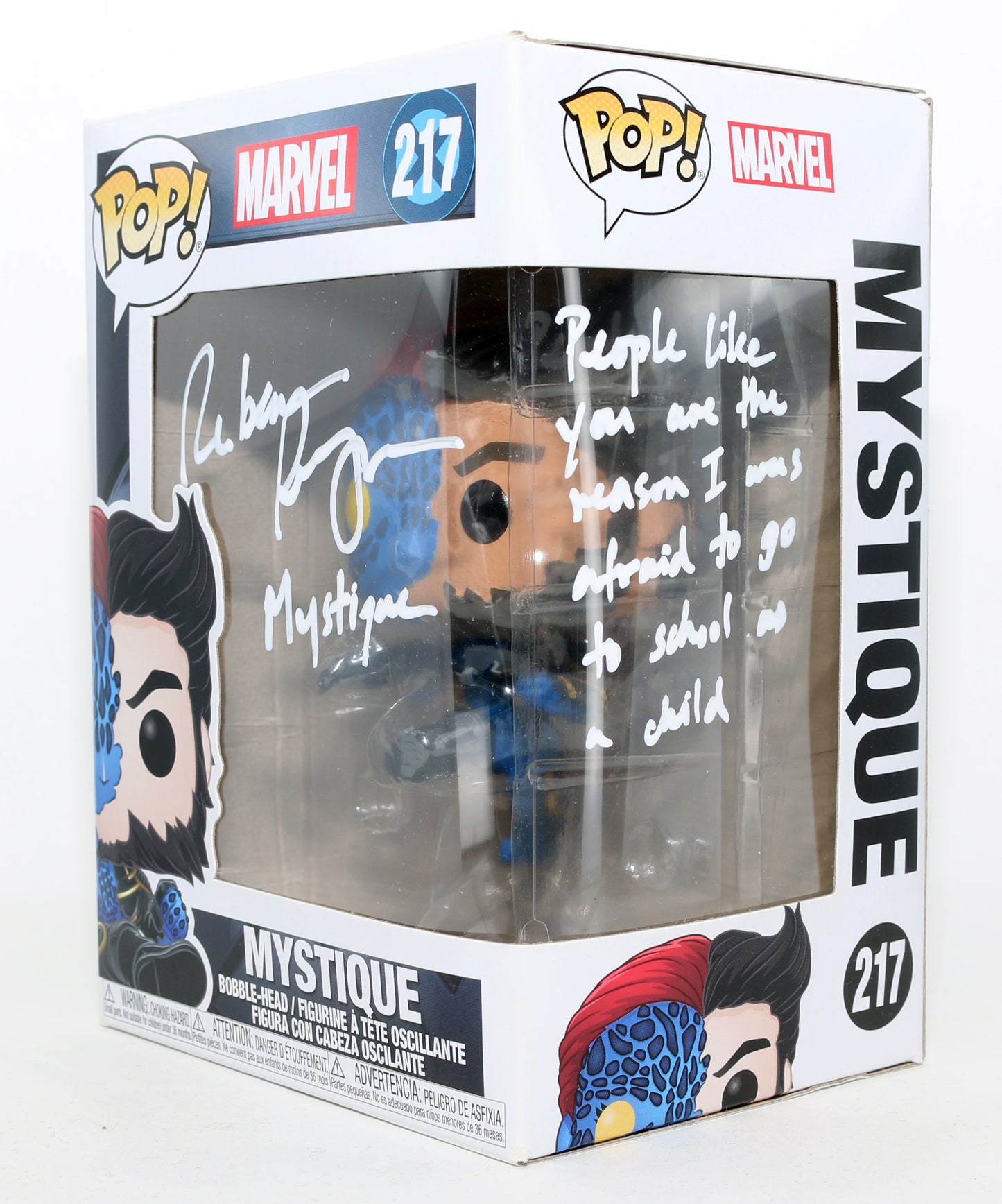 
                  
                    Rebecca Romijn as Mystique in X-Men Signed Funko POP! #217 with Character Name & Quote
                  
                