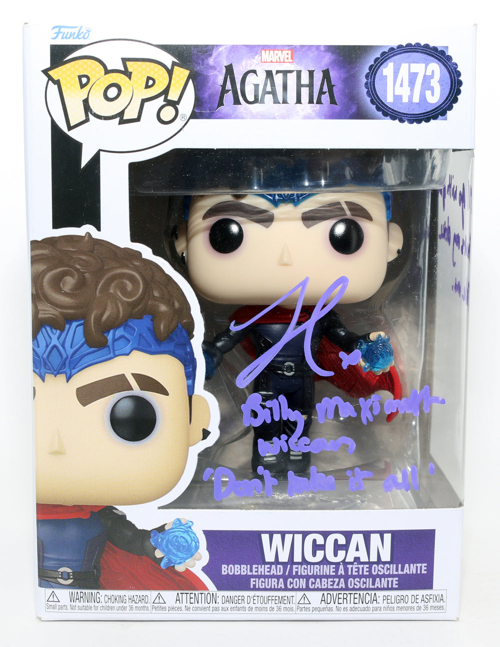 Joe Locke as Wiccan in Agatha All Along Signed Funko POP! #1473 with Character Name & Quote