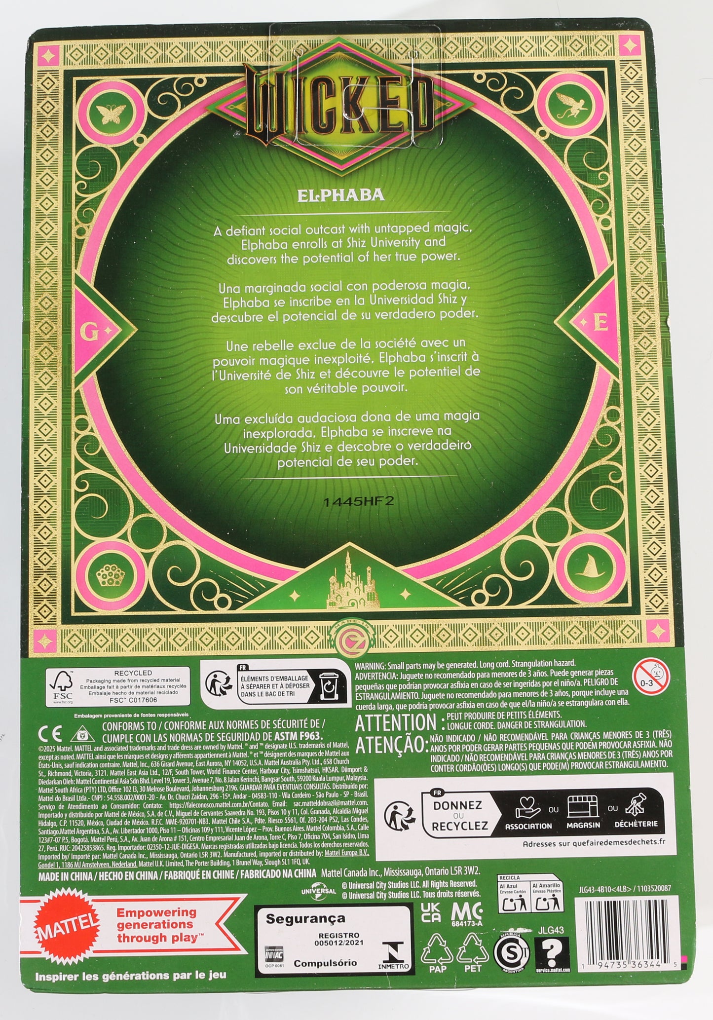 
                  
                    Cynthia Erivo as Elphaba in Wicked Signed Mattel Singing Action Figure Doll
                  
                