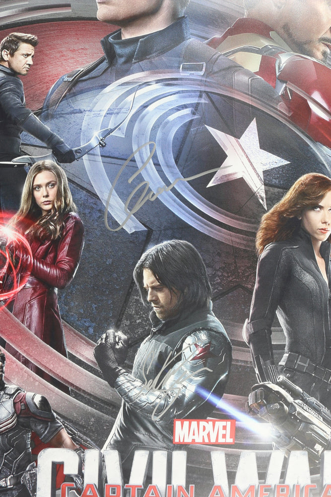 
                  
                    Captain America: Civil War 27x40 Poster (Beckett Witnessed) Cast Signed by Chris Evans, Sebastian Stan, & Paul Bettany
                  
                