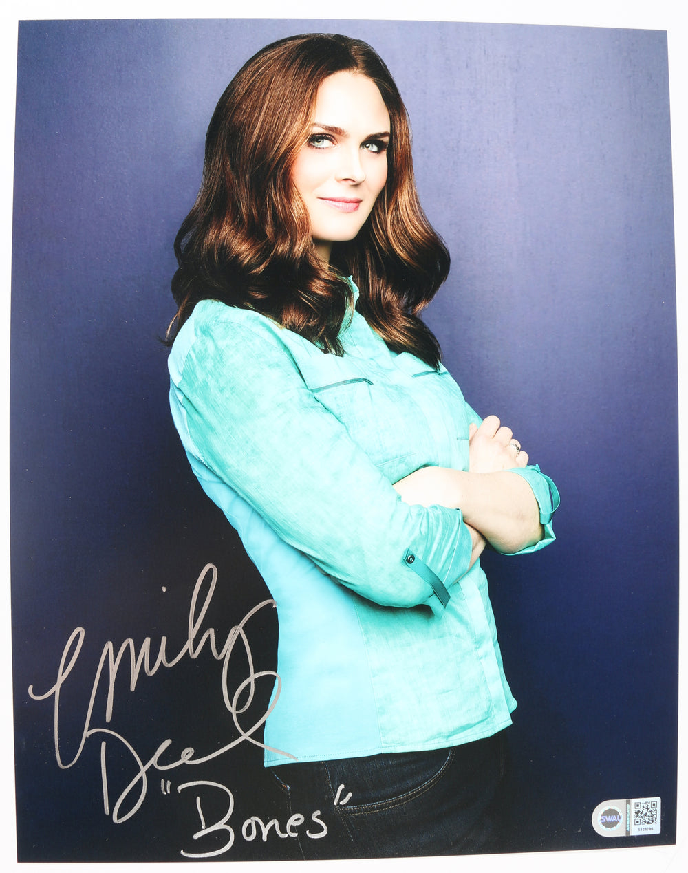 Emily Deschanel as Temperance Bones Brennan in Bones (SWAU) Signed 11x14 Photo with Character Name