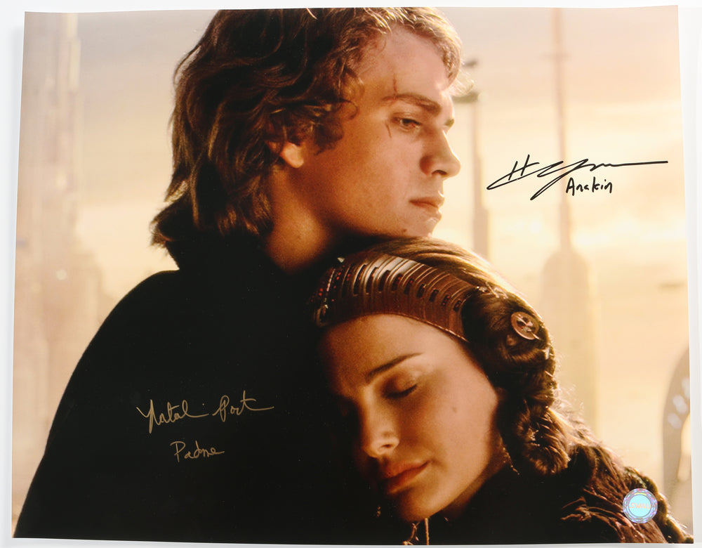 Hayden Christensen as Anakin Skywalker & Natalie Portman as Padme Amidala in Star Wars Episode III: Revenge of the Sith (SWAU) Signed 16x20 Photo with Character Names