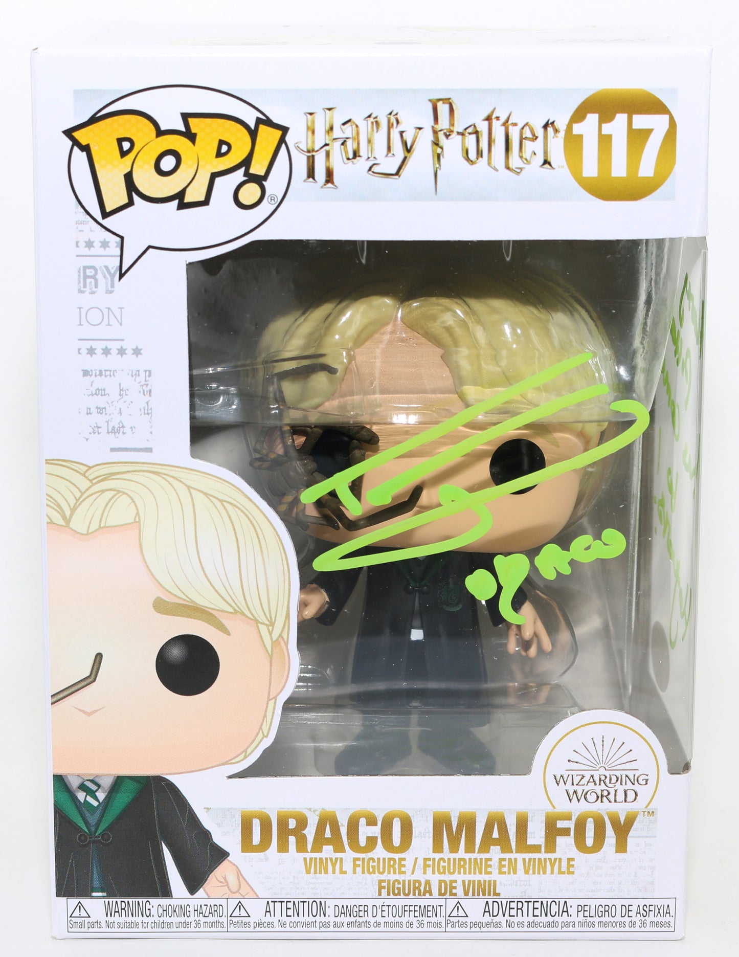 
                  
                    Tom Felton as Draco Malfoy in Harry Potter and the Goblet of Fire (JSA) Signed Funko POP! #117 with Character Name and Quote
                  
                