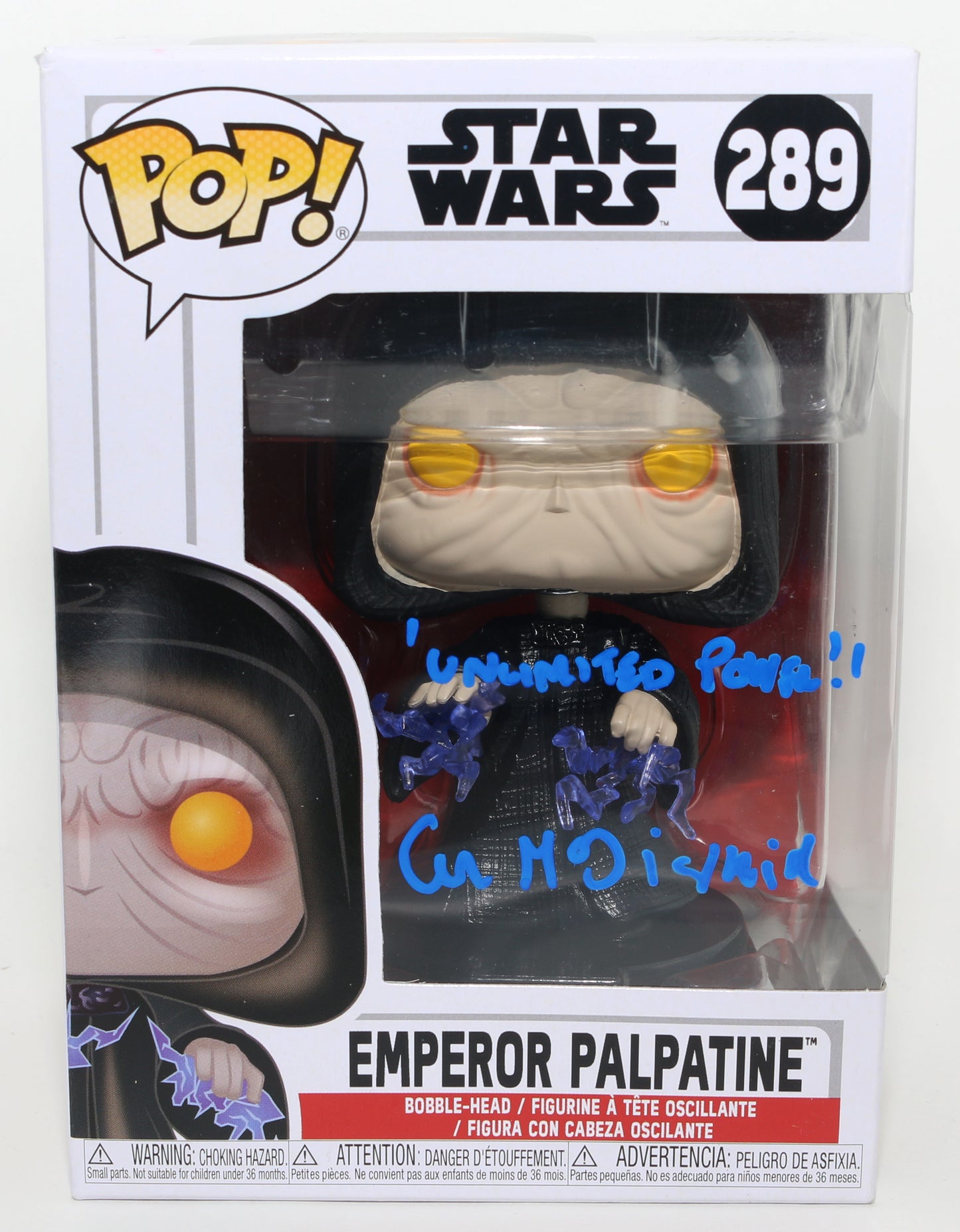 
                  
                    Ian McDiarmid as Emporer Palpatine in Star Wars Signed Funko POP! #289 with Quote
                  
                