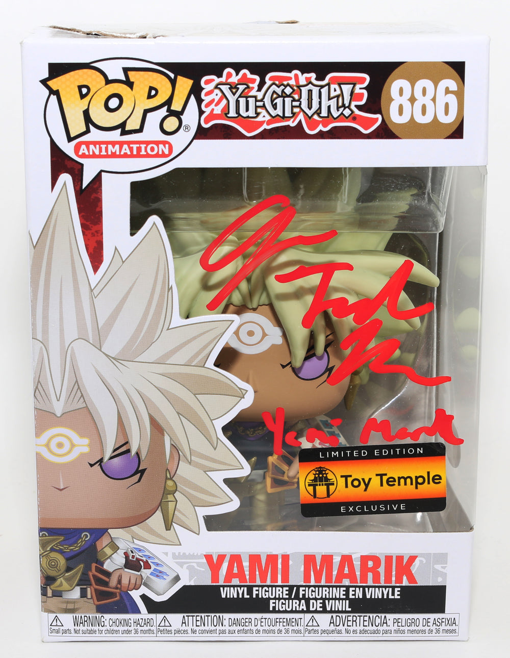Jonathan Todd Ross as Yami Marik in Yu-Gi-Oh! Toy Temple Exclusive (PSA) Signed Funko POP! #886 with Character Name