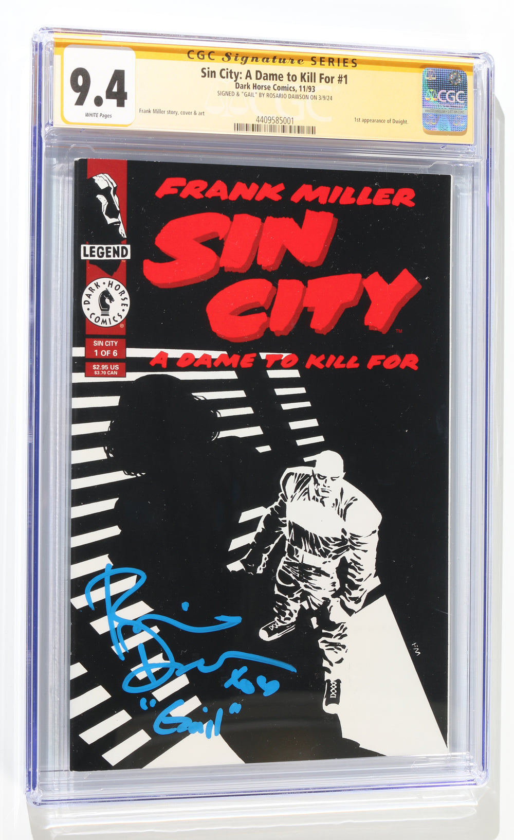 Frank Miller Sin City #1 - Signed by Rosario Dawson as Gail in Sin City (CGC Signature Series 9.4) 2024 with Character Name