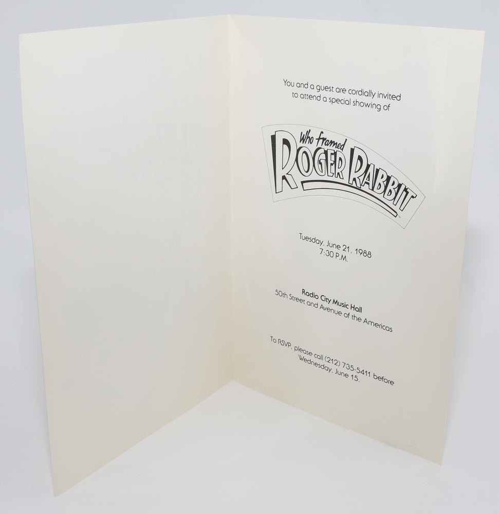 
                  
                    Wes Takahashi Industrial Light & Magic Collection - Who Framed Roger Rabbit Premier at Radio City Music Hall Invitation with Envelope
                  
                