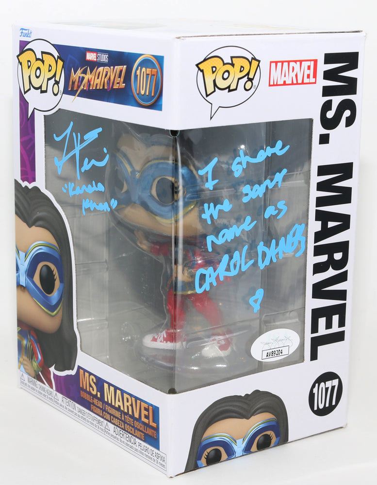 
                  
                    Iman Vellani as Ms. Marvel in Ms. Marvel (JSA) Signed Funko POP! #1077 with Character Name and Quote
                  
                