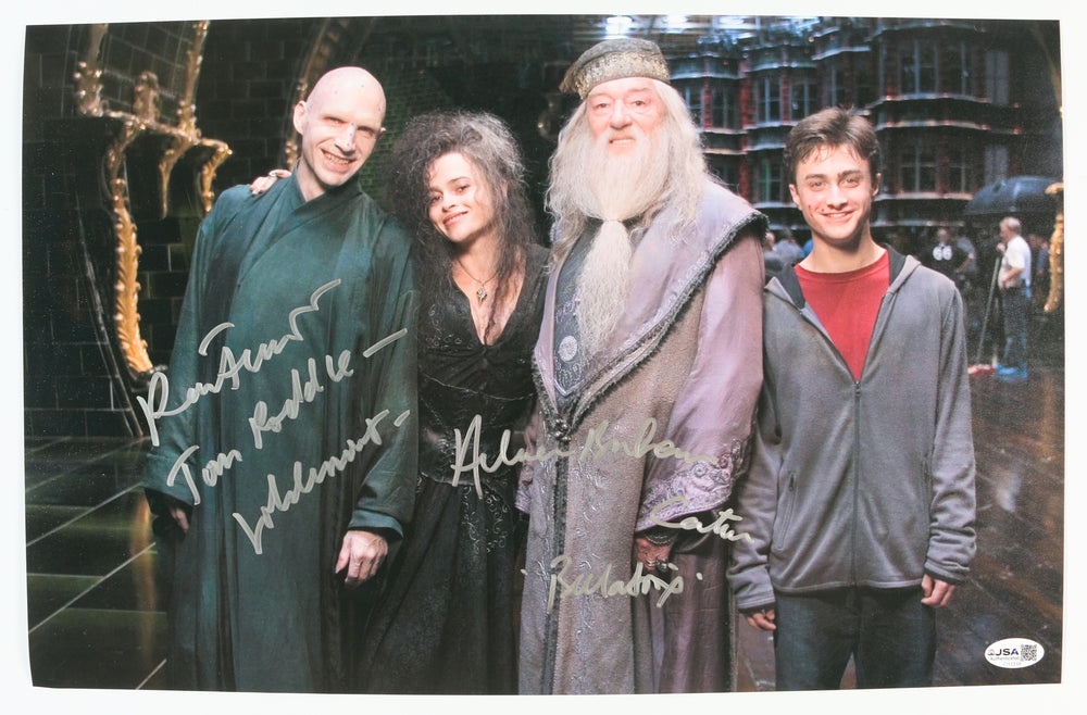 Ralph Fiennes as Lord Voldemort & Helena Bonham Carter as Bellatrix Lestrange in Harry Potter and the Order of the Phoenix (JSA) Signed 11x17 Photo with Character Names