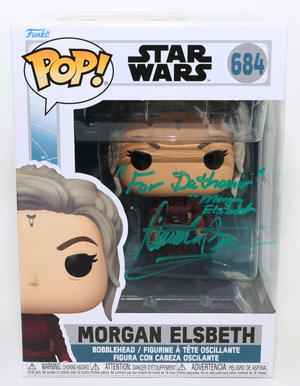 Diana Lee Inosanto as Morgan Elsbeth in Star Wars: Ahsoka Signed Funko POP! #684 with Character Name and Quote