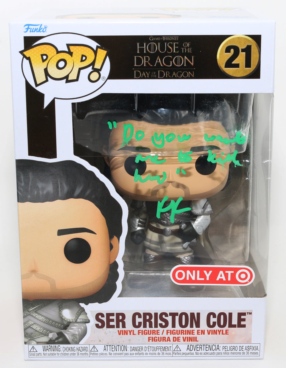 Fabian Frankel as Ser Criston Cole in HBO's House of the Dragon Target Exclusive Signed Funko POP! #21 with Quote