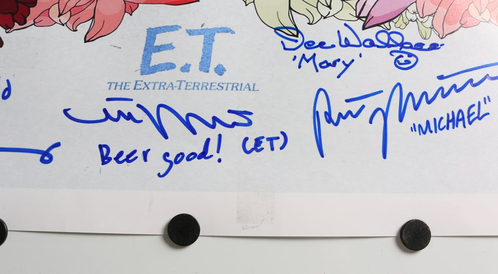 
                  
                    E.T. the Extra-Terrestrial 16.5x23 Poster Cast Signed by Henry Thomas, Dee Wallace, Robert MacNaughton, & Matthew De Meritt
                  
                