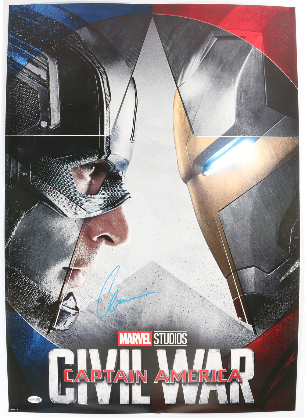 Chris Evans as Captain America in Captain America: Civil War (JSA) Signed 20x28.5 Poster