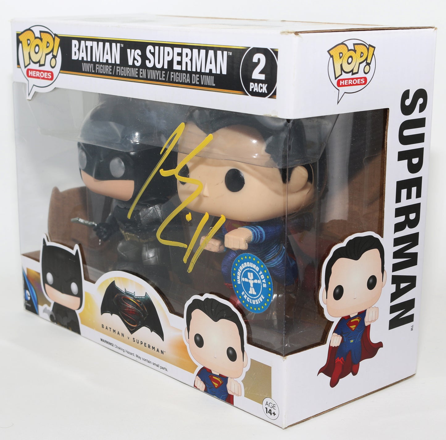 
                  
                    Henry Cavill as Superman in Batman v Superman: Dawn of Justice Underground Toys Exclusive Signed Funko POP! 2 Pack
                  
                
