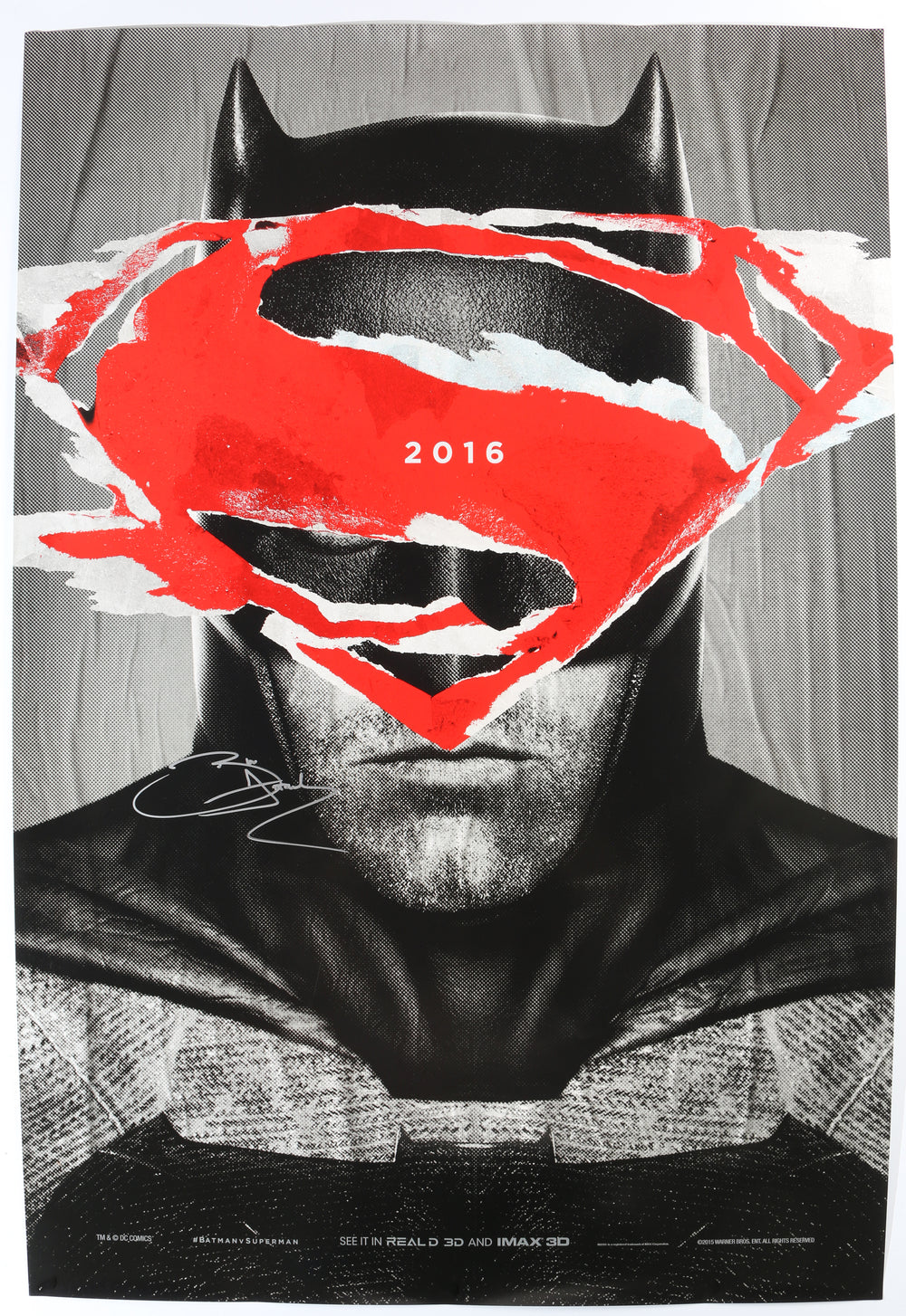 Ben Affleck as Batman in Batman v Superman: Dawn of Justice (Beckett) Signed 27x40 Poster