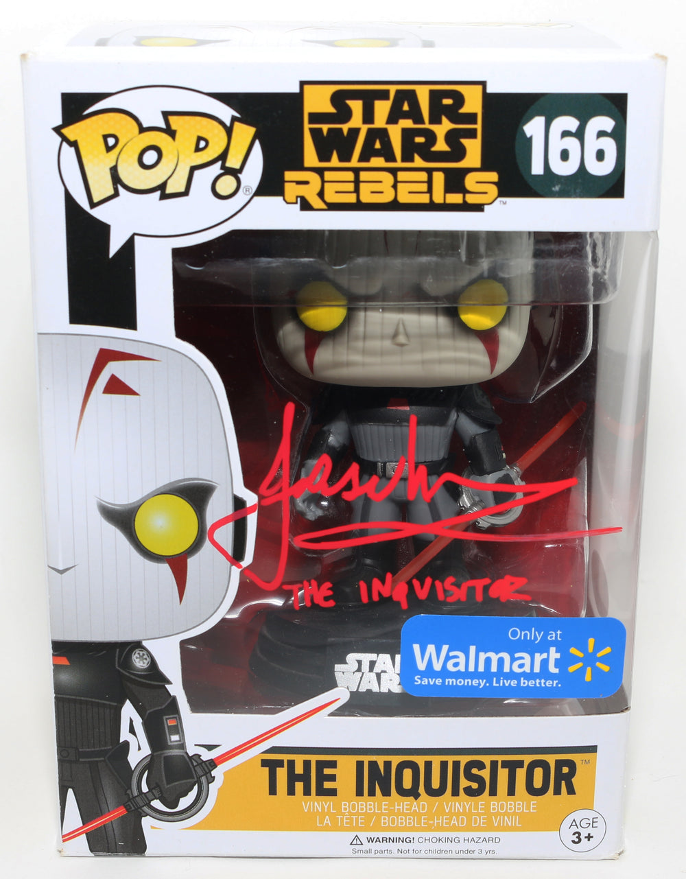 Jason Isaacs as The Inquisitor in Star Wars: Rebels Walmart Exclusive (JSA) Signed Funko POP! #166 with Character Name