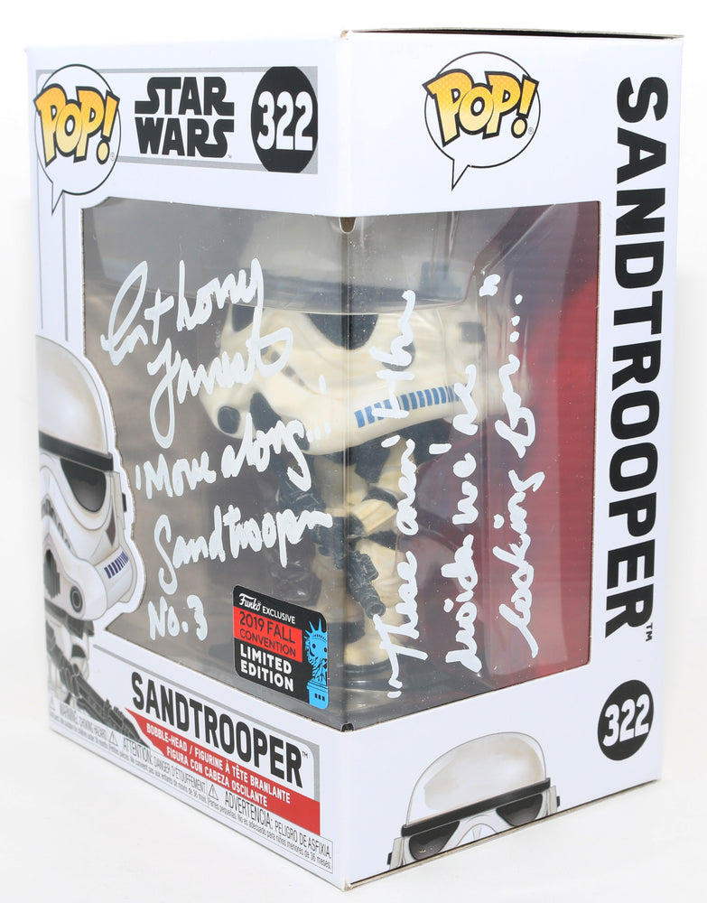 
                  
                    Anthony Forrest as Sandtrooper in Star Wars: A New Hope Exclusive 2019 Fall Convention Limited Edition Signed Funko POP! #81 with Character Name & Quote
                  
                
