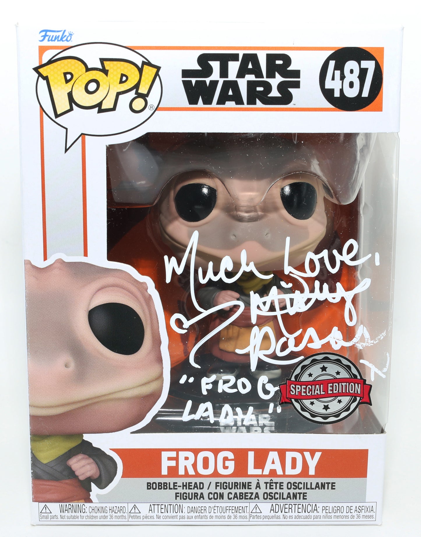 
                  
                    Misty Rosas as the Frog Lady in Star Wars: The Mandalorian Special Edition (JSA) Signed Funko POP! #487 with Character Name
                  
                