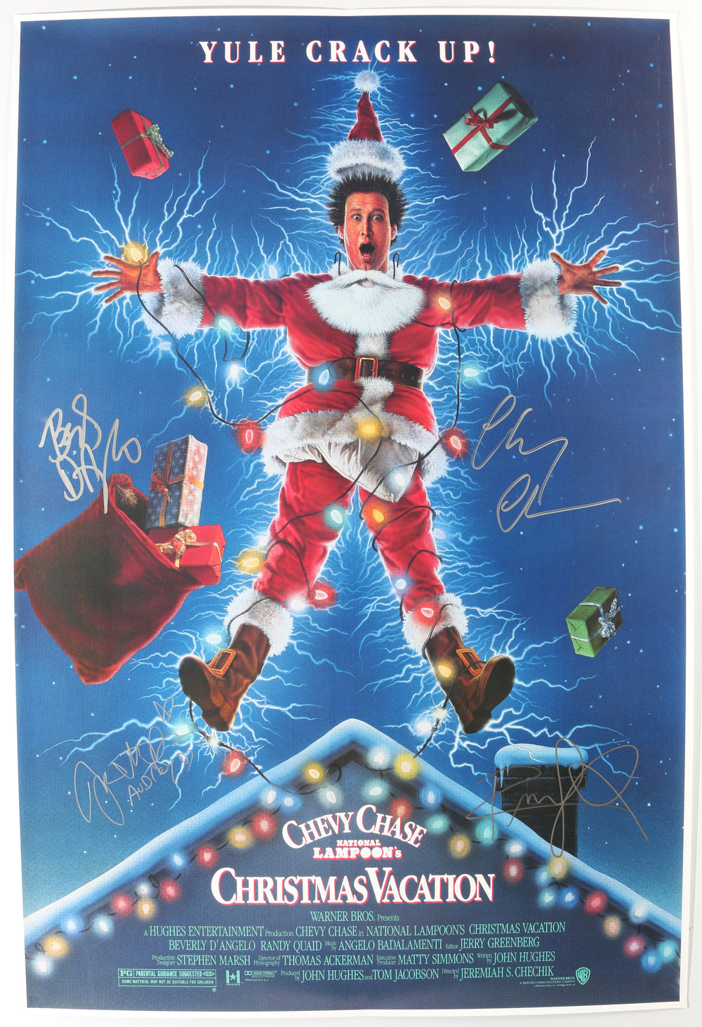 National Lampoon's Christmas Vacation 24x36 Poster (Official Pix) Cast Signed by Chevy Chase, Beverly D'Angelo, Randy Quaid, & Juliette Lewis