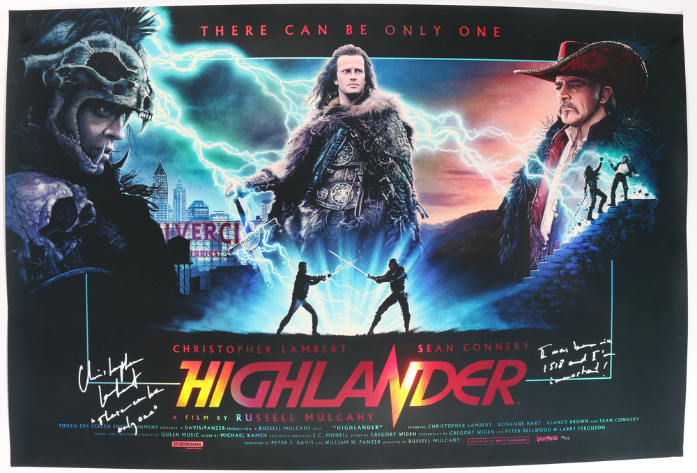 Christopher Lambert as Connor MacLeod in Highlander Signed 24x36 Poster with Quotes