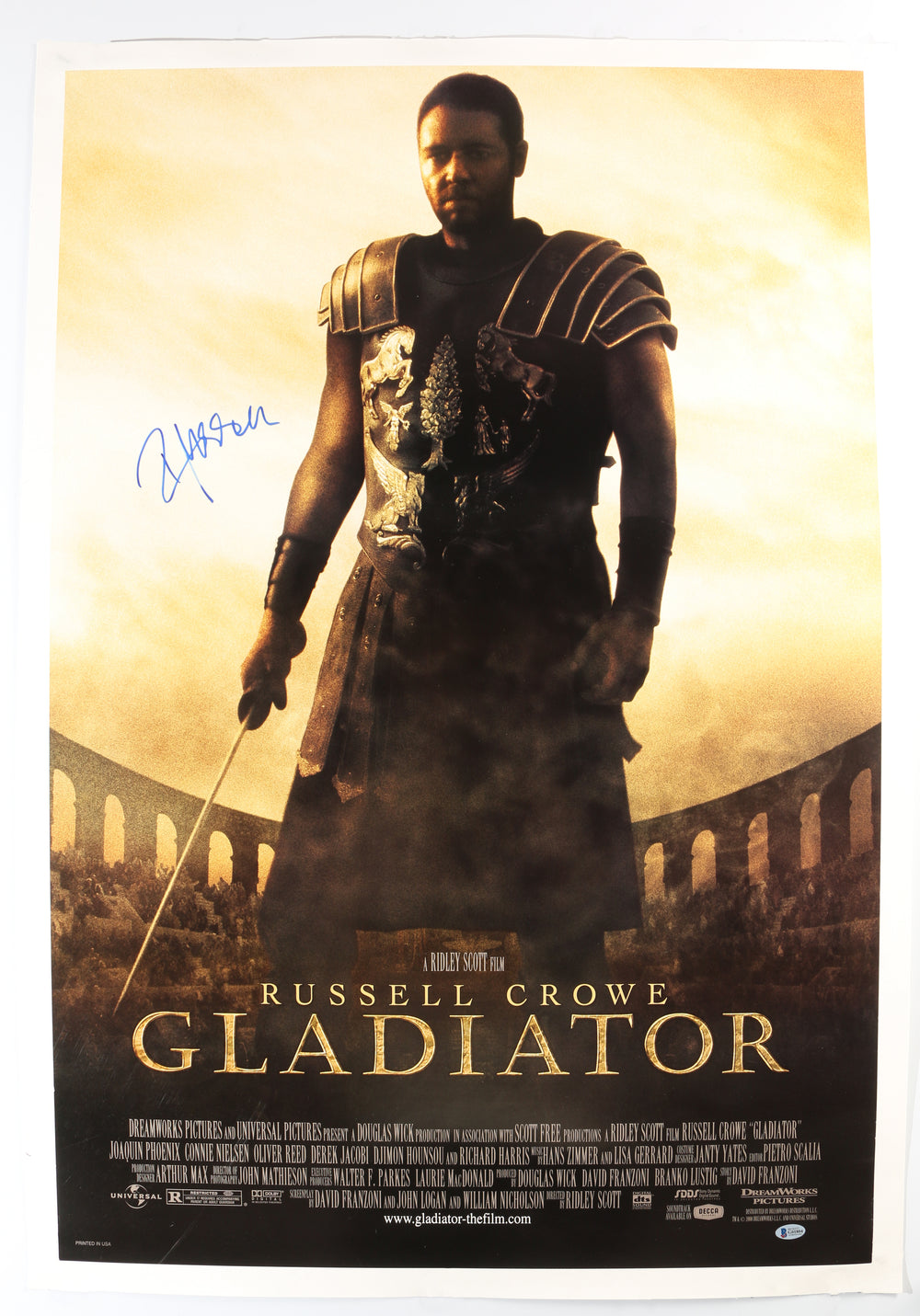 Russell Crowe as Maximus in Ridley Scott's Gladiator Signed 27x40 Poster