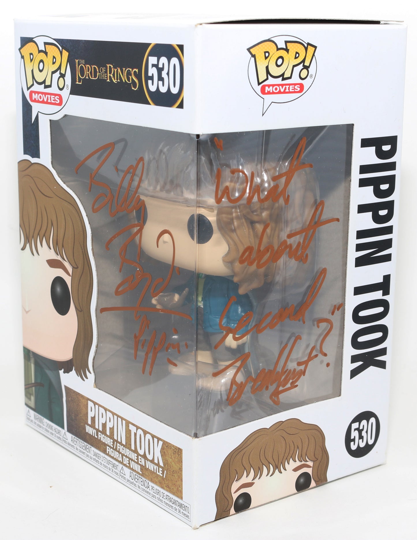 
                  
                    Billy Boyd as Pippin Took in The Lord of the Rings Signed Funko POP! #530 with Character Name and Quote
                  
                
