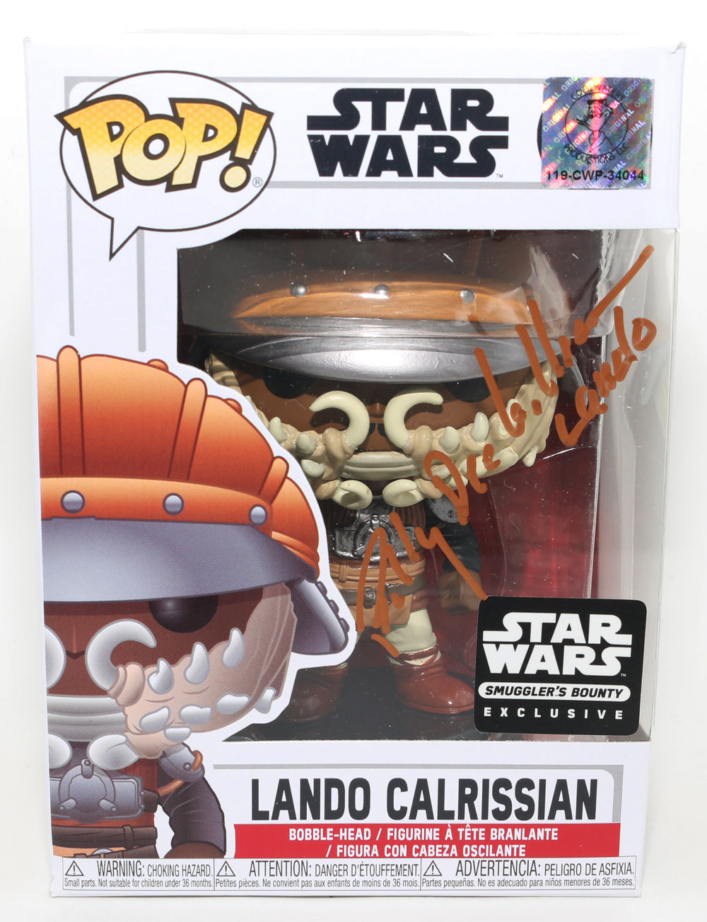 Billy Dee Williams as Disguised Lando Calrissian in Star Wars: Return of the Jedi Smuggler's Bounty Exclusive (Coolwaters) Signed Funko POP! #282 with Character Name